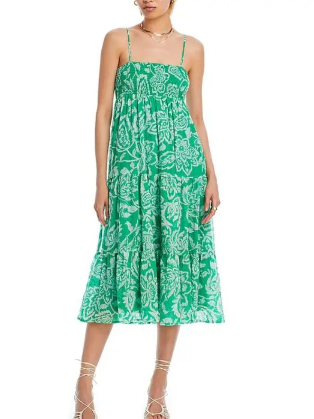 Aqua Smocked Midi Dress